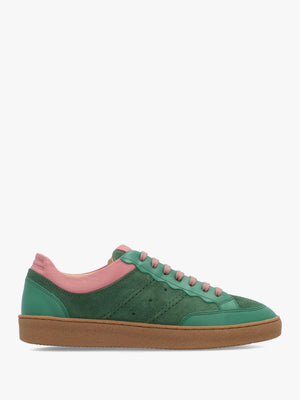 Women’s Roller Green & Pink Suede Low Profile Trainers