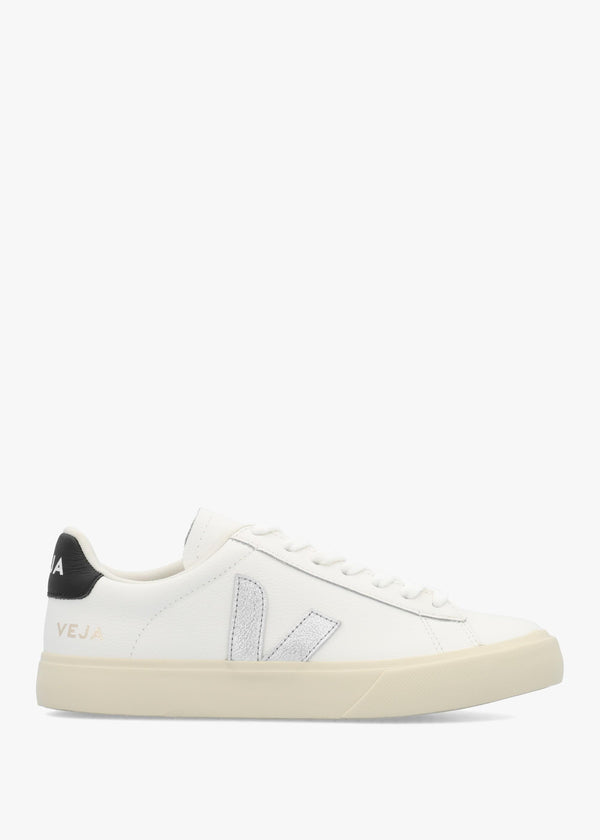 Women's Campo Leather White Silver Black Trainers