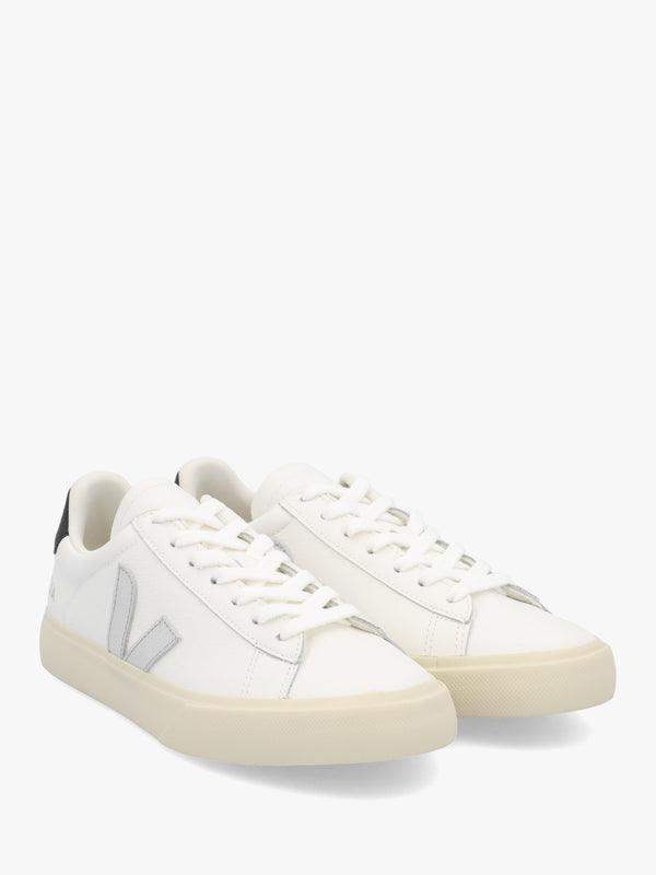 Women's Campo Leather White Silver Black Trainers
