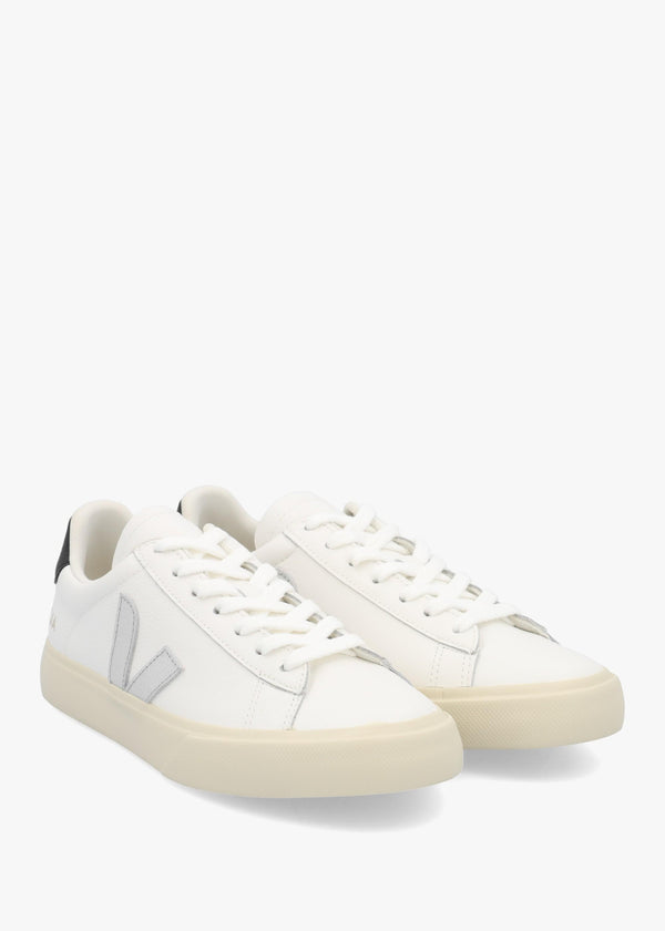 Women's Campo Leather White Silver Black Trainers