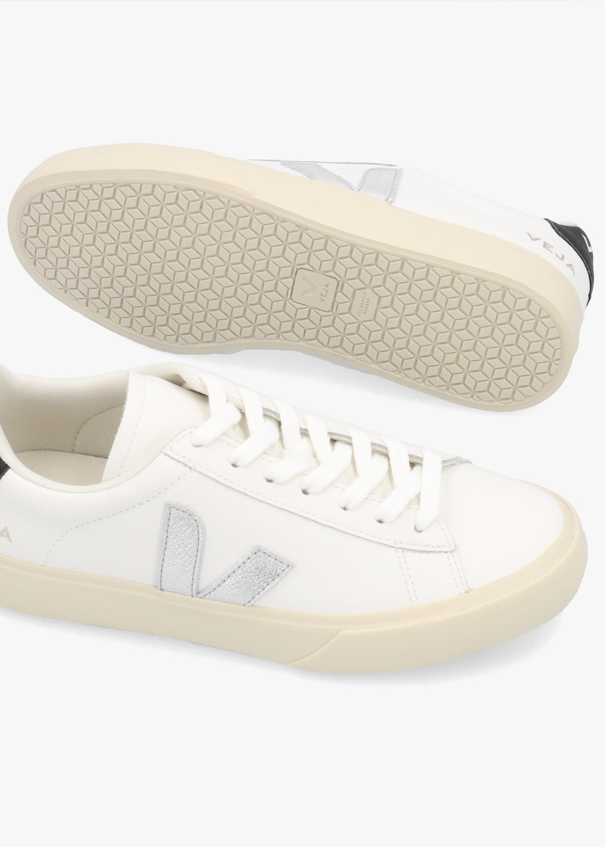 Women's Campo Leather White Silver Black Trainers