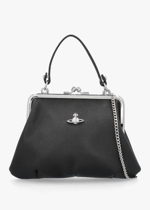 Granny Frame Black Saffiano Purse