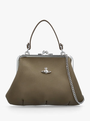 Granny Frame Khaki Saffiano Purse