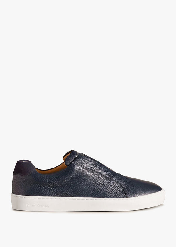 Women’s Pear Navy Leather Laceless Trainers