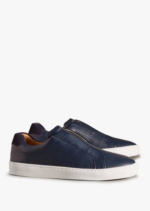 Women’s Pear Navy Leather Laceless Trainers