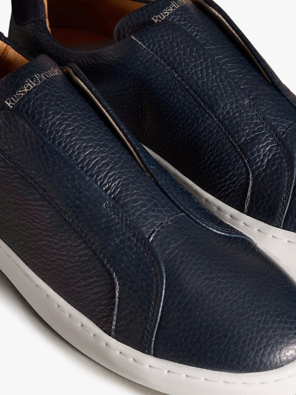 Women’s Pear Navy Leather Laceless Trainers