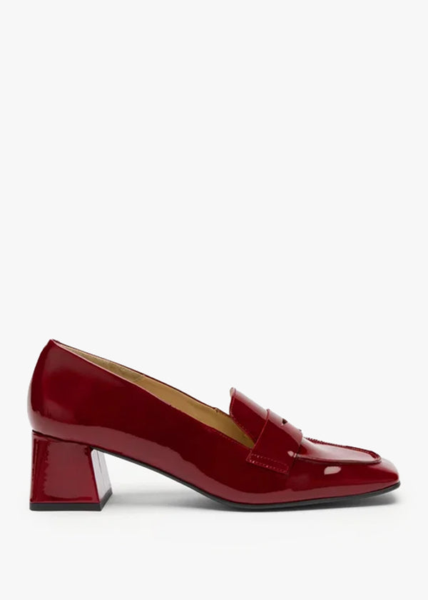 Uptown Mid Burgundy Patent Leather Heeled Loafers