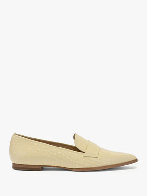 Totter Moc Croc Beige Leather Loafers