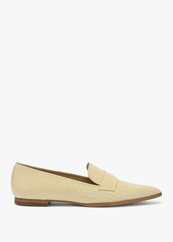 Totter Moc Croc Beige Leather Loafers