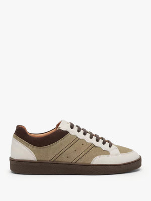 Women’s Roller Green & Cream Suede Low Profile Trainers