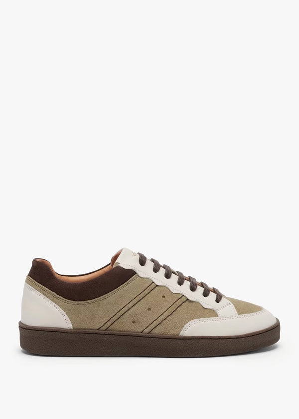 Women’s Roller Green & Cream Suede Low Profile Trainers