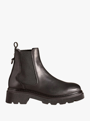 Mystic Black Leather Chunky Chelsea Boots