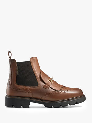 Kilty Snaffle Tan Leather Brogue Ankle Boots