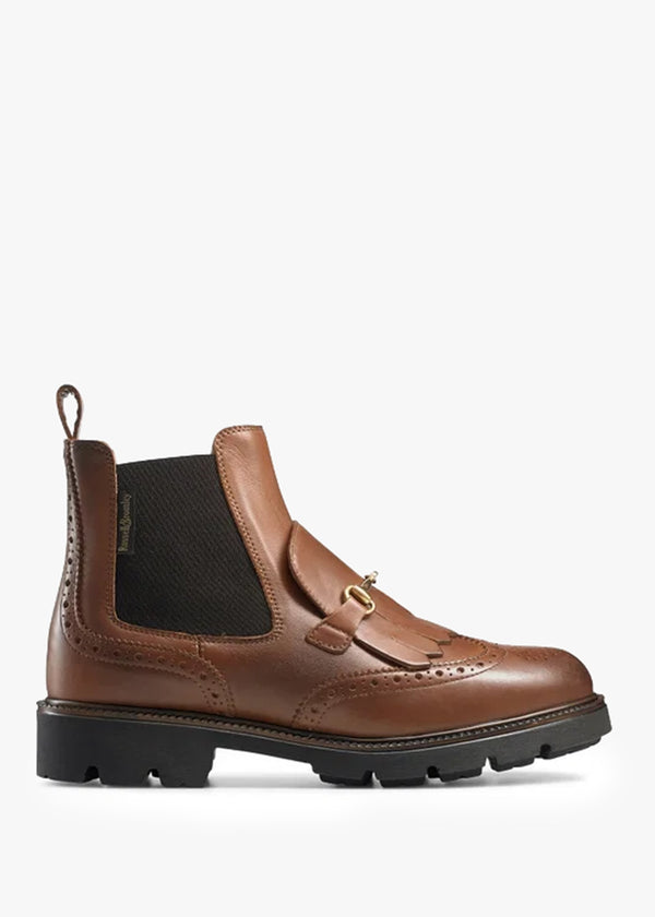 Kilty Snaffle Tan Leather Brogue Ankle Boots