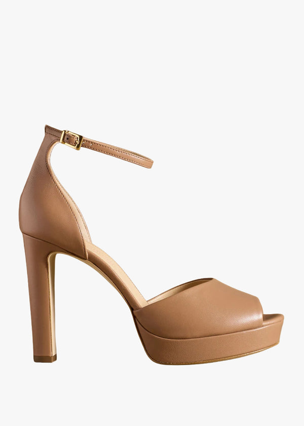 Hopebeck Blush Leather Platform Heeled Sandals