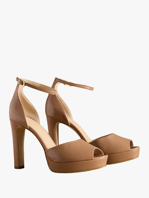 Hopebeck Blush Leather Platform Heeled Sandals