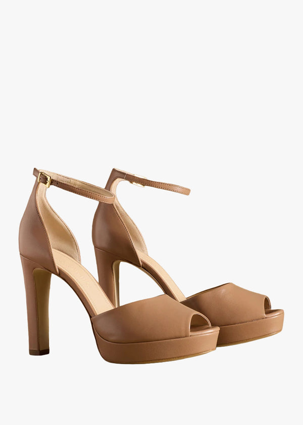Hopebeck Blush Leather Platform Heeled Sandals