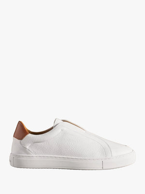 Men’s Heaton White Leather Laceless Trainers