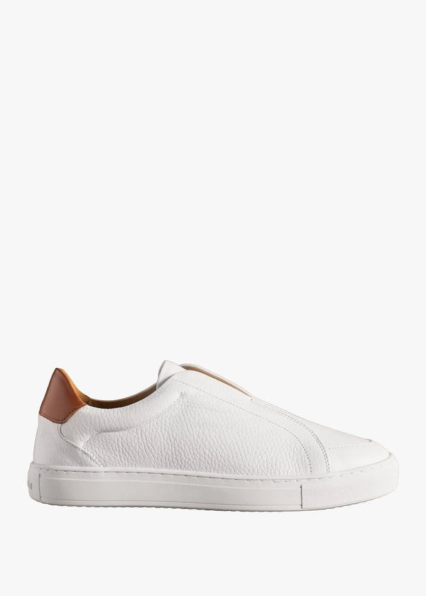 Men’s Heaton White Leather Laceless Trainers