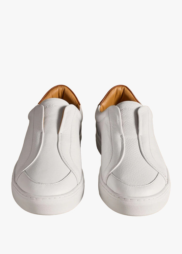 Men’s Heaton White Leather Laceless Trainers