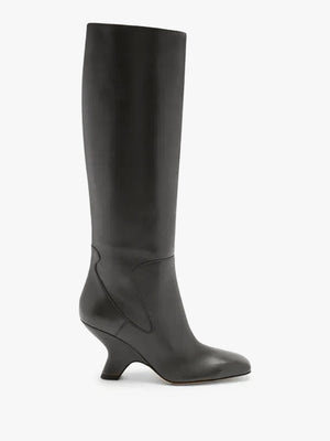 Haymoor Tall Black Leather Angled Heel Boots