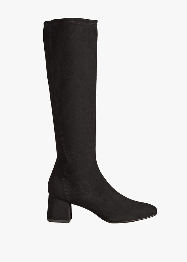 Harrington Tall Black Suede Block Heel Sock Boots