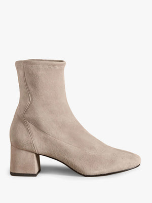 Harrington Short Stone Suede Block Heel Sock Boots
