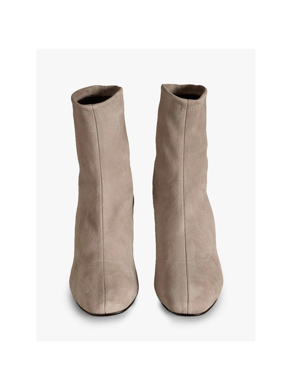 Harrington Short Stone Suede Block Heel Sock Boots