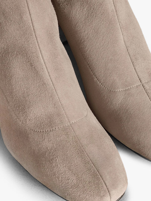 Harrington Short Stone Suede Block Heel Sock Boots