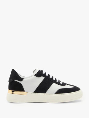 Goldie Navy & White Leather Side Stripe Trainers