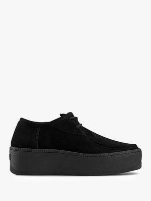 Cactus Black Suede Lace Up Moccasin Trainers