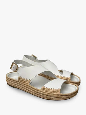 Seacliff White Leather Handwoven Espadrille Sandals