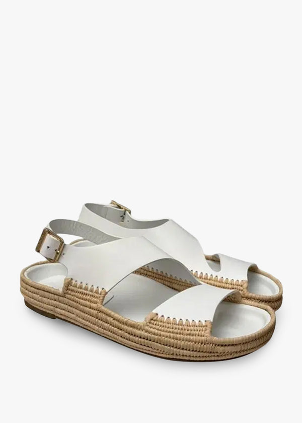 Seacliff White Leather Handwoven Espadrille Sandals