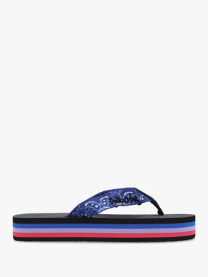 Tong Bandana Blue Platform Flip Flops