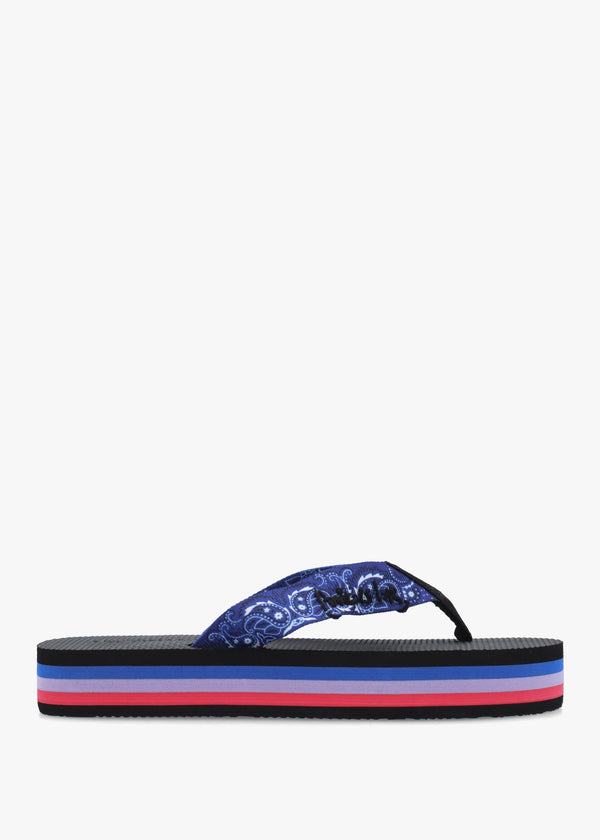 Tong Bandana Blue Platform Flip Flops