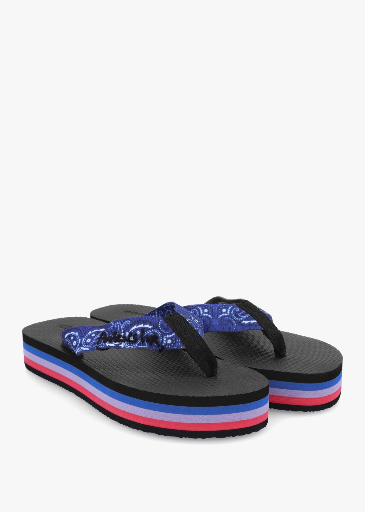 Tong Bandana Blue Platform Flip Flops