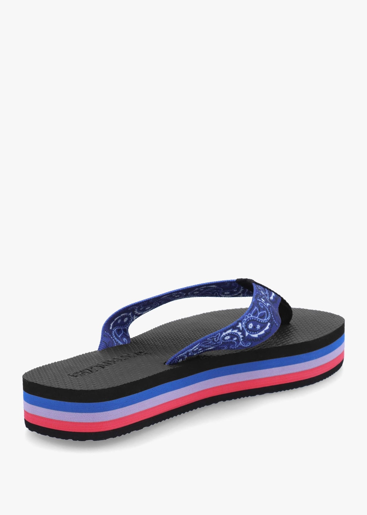 Tong Bandana Blue Platform Flip Flops