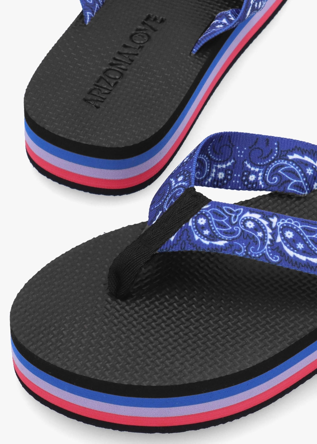 Tong Bandana Blue Platform Flip Flops