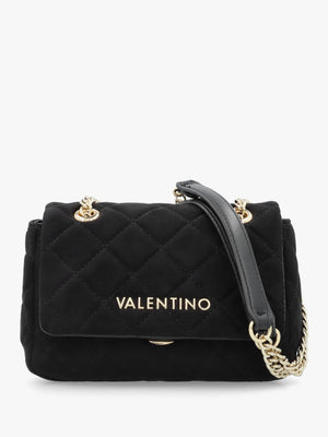 Small Quilted Ocarina Black Suedette Shoulder Bag