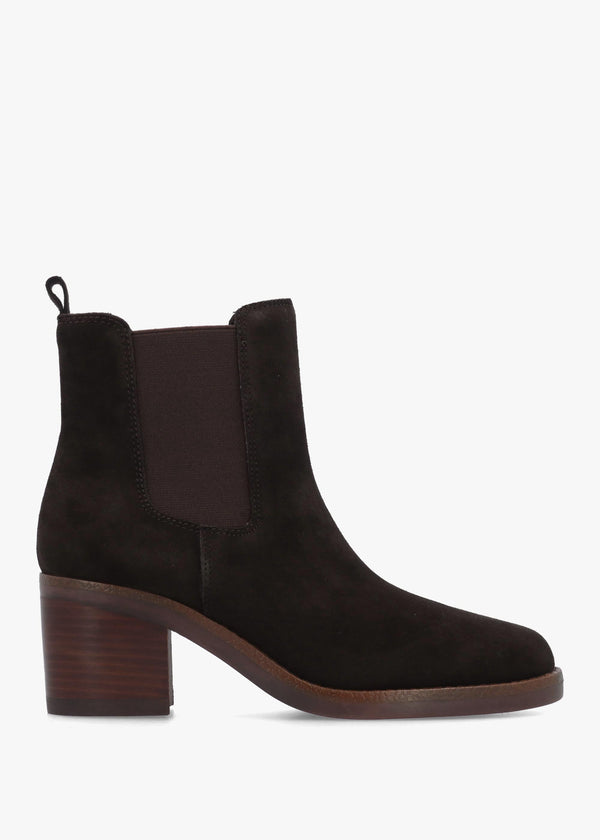 Ablocky Brown Suede Block Heel Chelsea Boots
