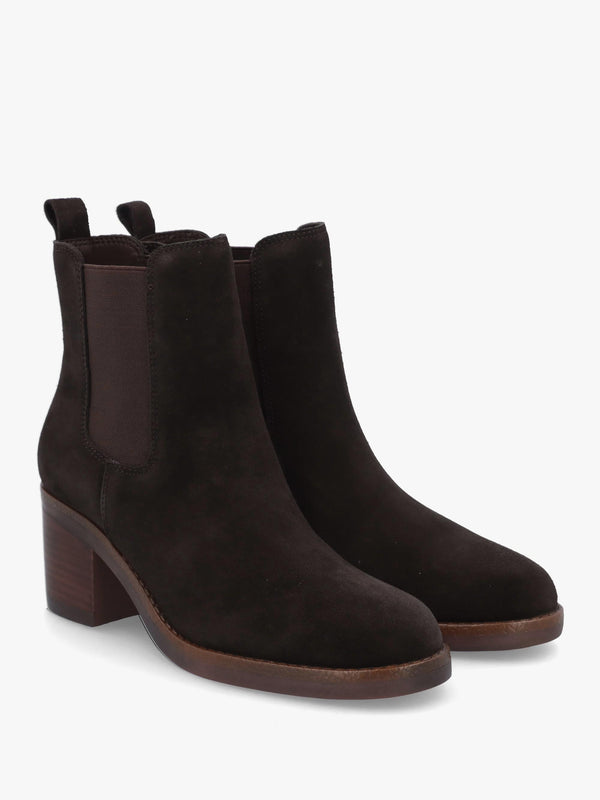 Ablocky Brown Suede Block Heel Chelsea Boots