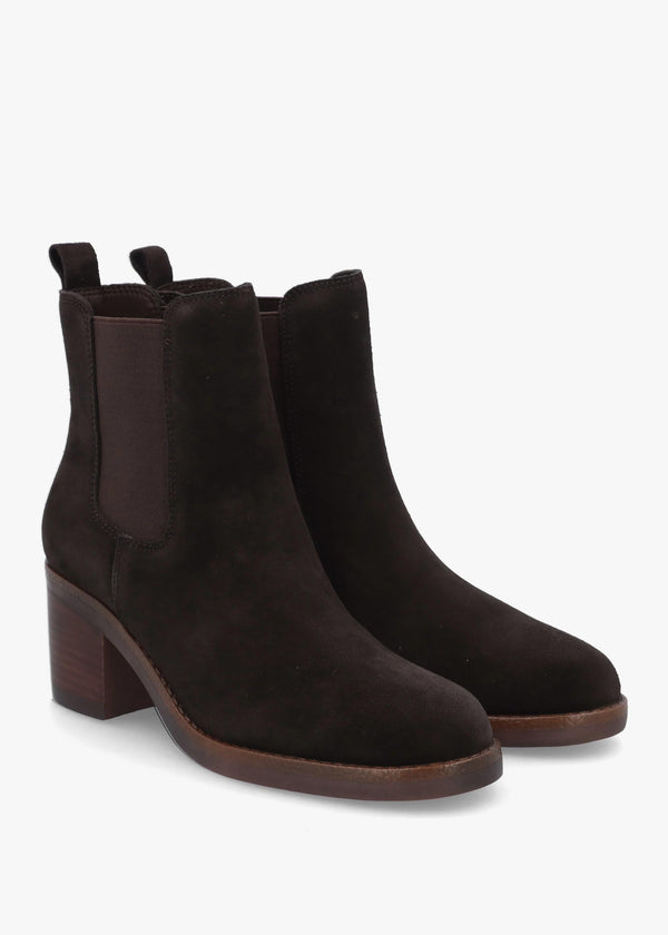 Ablocky Brown Suede Block Heel Chelsea Boots