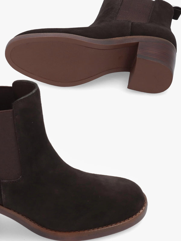 Ablocky Brown Suede Block Heel Chelsea Boots