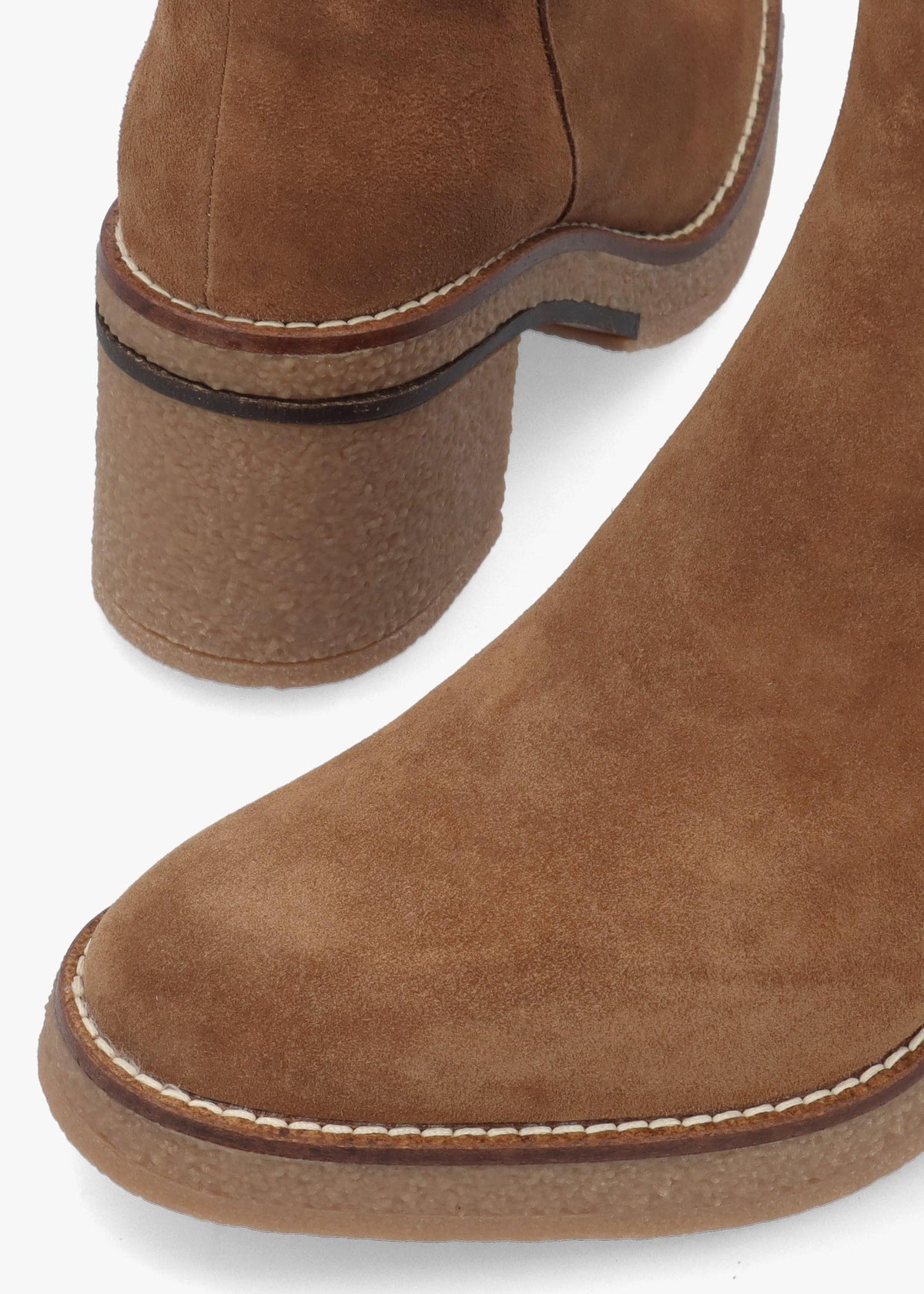 Acrepe Tan Suede Block Heel Ankle Boots