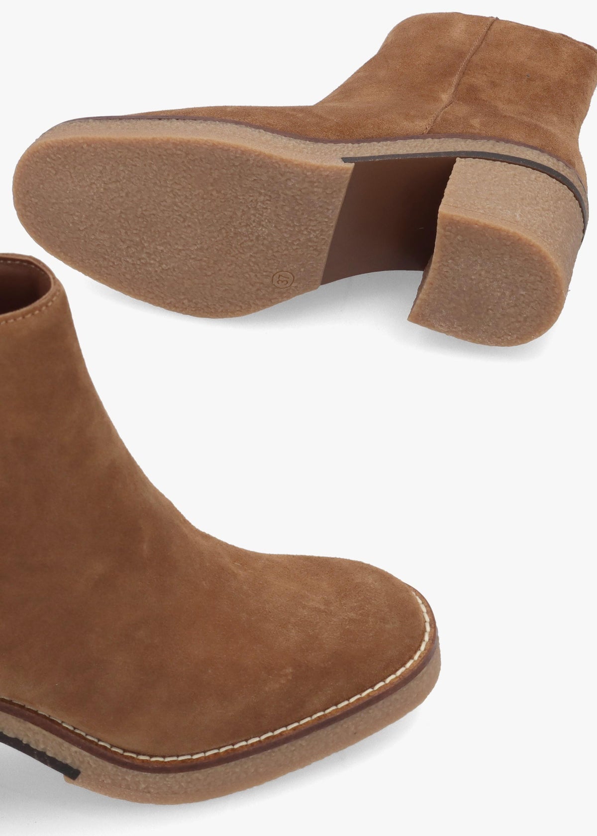 Acrepe Tan Suede Block Heel Ankle Boots
