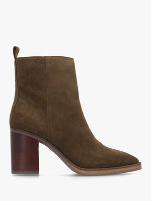 Alpe Apoint Brown Suede Block Heel Ankle Boots