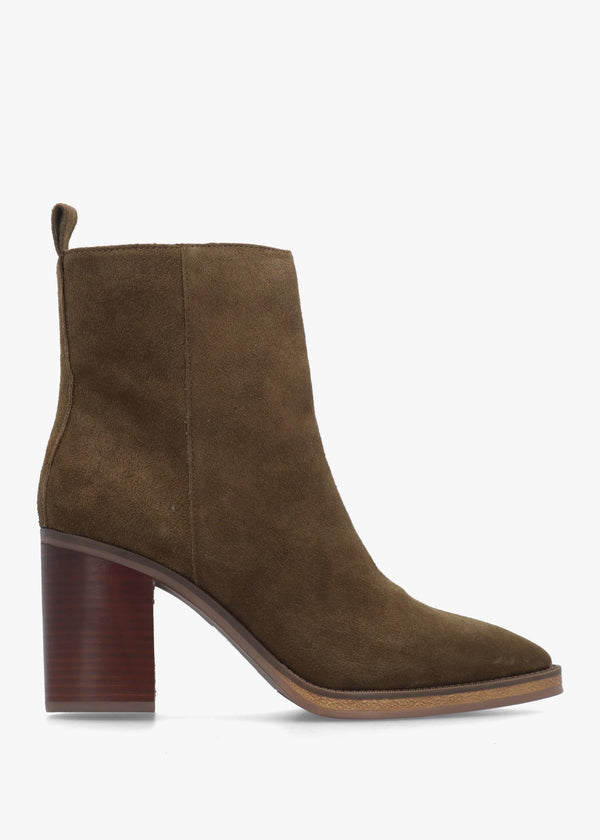 Alpe Apoint Brown Suede Block Heel Ankle Boots