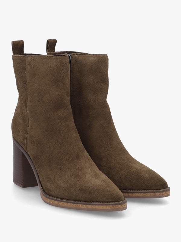 Alpe Apoint Brown Suede Block Heel Ankle Boots