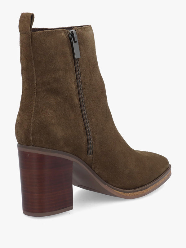 Alpe Apoint Brown Suede Block Heel Ankle Boots