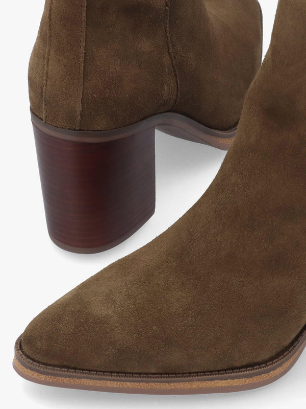 Alpe Apoint Brown Suede Block Heel Ankle Boots